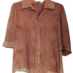 NEW Marc Aurel Short Sleeve Red & Cream Blouse